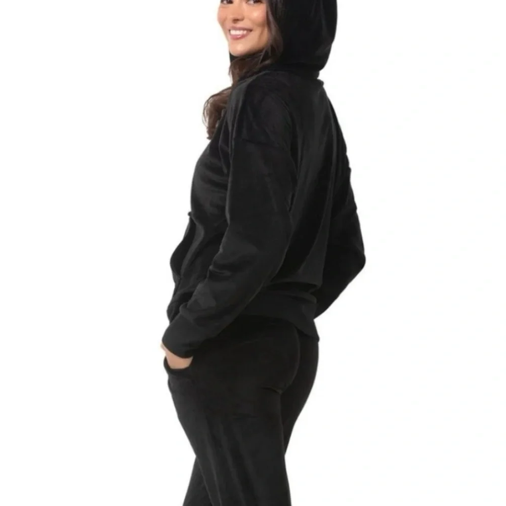 Felina Velour Hoodie and Jogger Set in Black